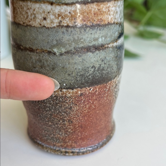 Handmade Studio Pottery Cylindrical Vase Decor - Picture 9 of 13